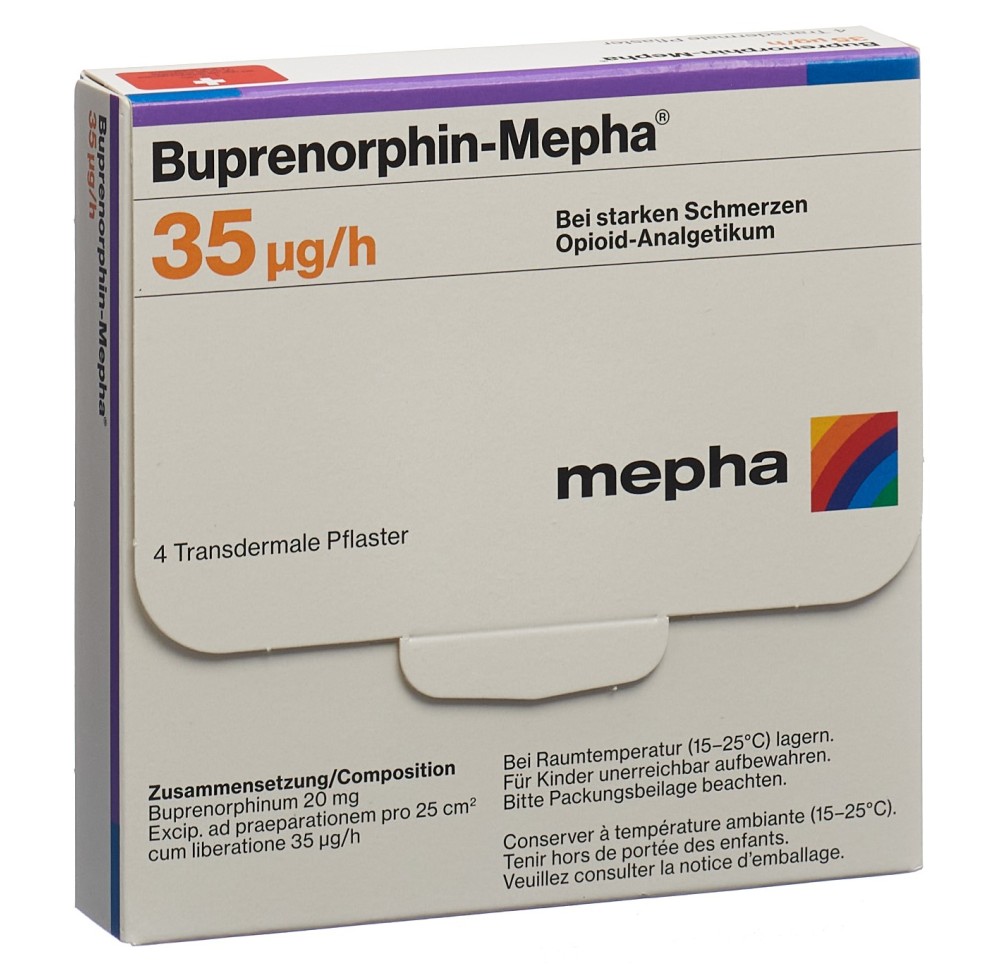 BUPRENORPHIN Mepha TTS 35 mcg/h sach 4 pce BUPRENORPHIN Mepha TTS 35 mcg/h sach 4 pce
