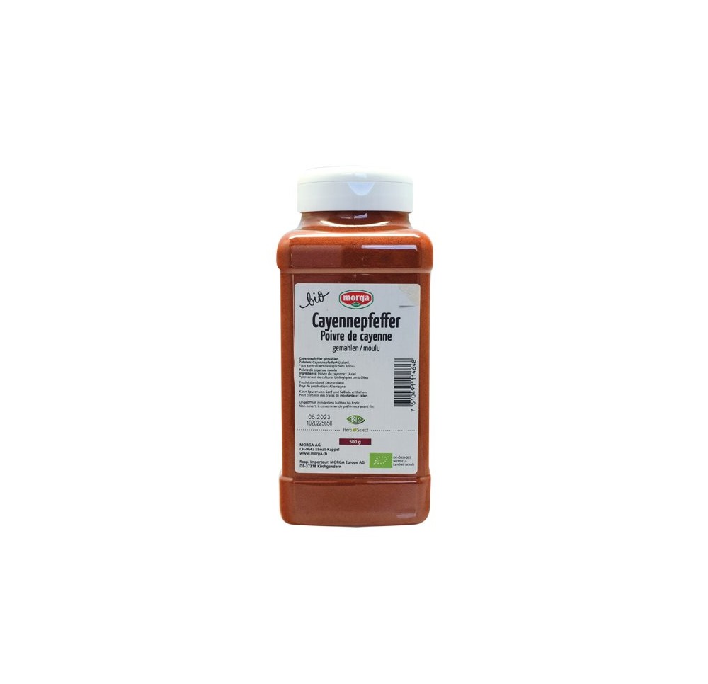 MORGA épice poivre de cayenne moulu bio bte 550 g MORGA épice poivre de cayenne moulu bio bte 550 g