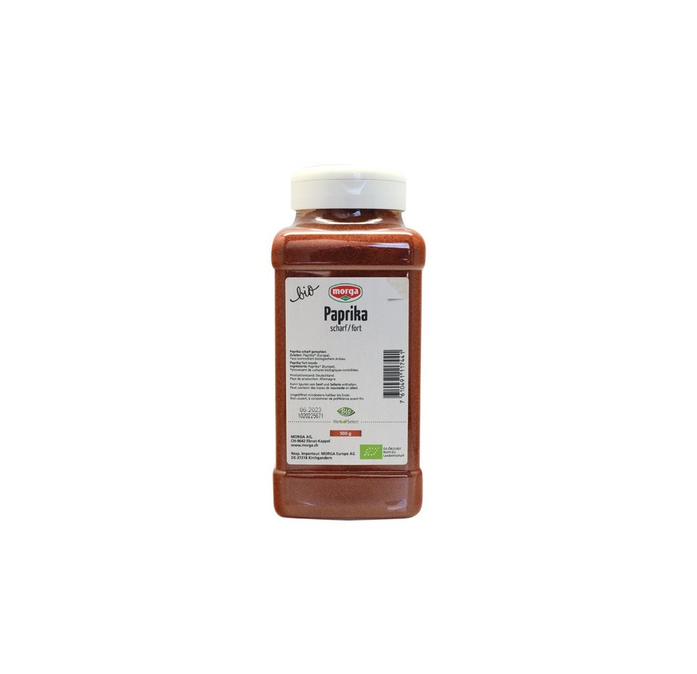 MORGA épice paprika fort moulu bio bte 500 g MORGA épice paprika fort moulu bio bte 500 g