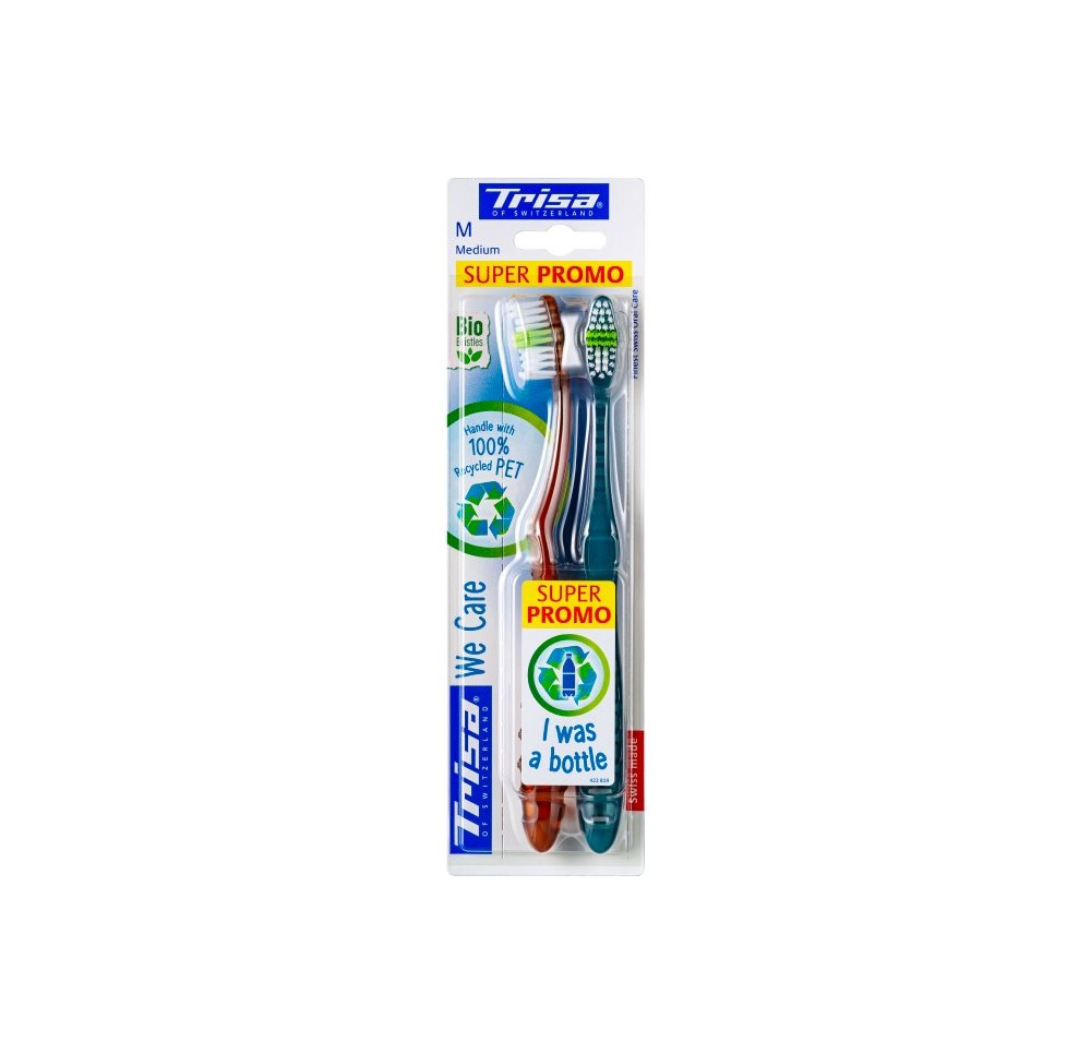 TRISA We Care brosse à dents medium DUO TRISA We Care brosse à dents medium DUO