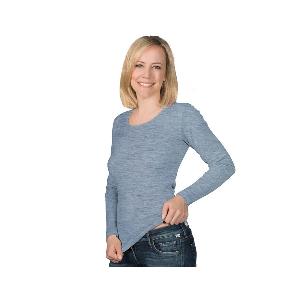 EUSANA femmes manches longues M bleu clair chiné