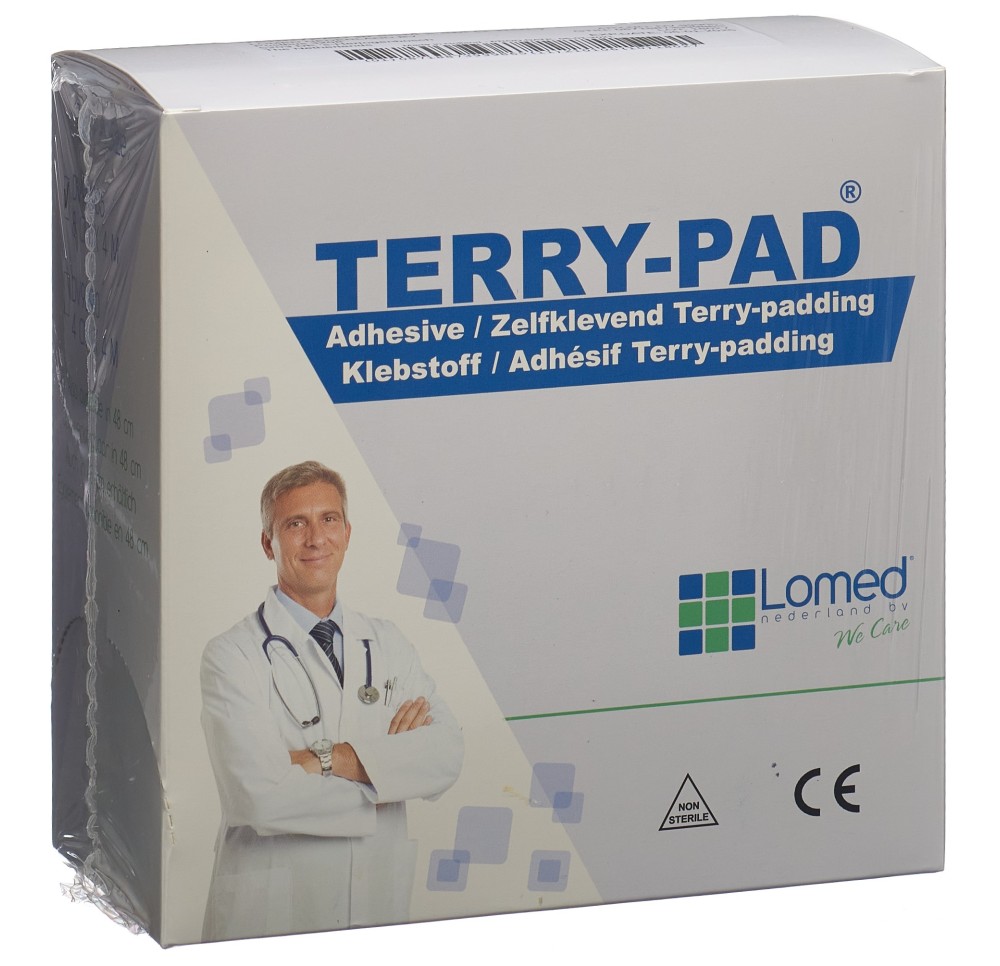 LOMED Terry Pad 8cmx4mx2mm blanc autocoll rouleau