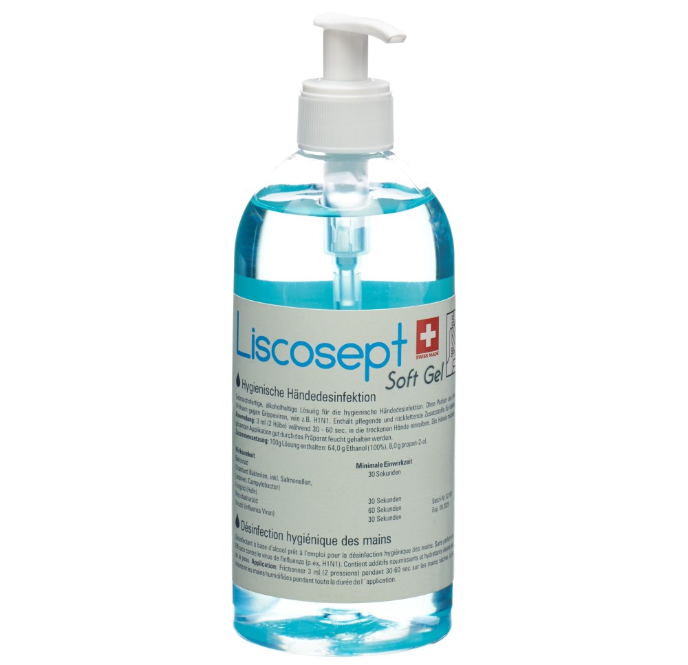 LISCOSEPT Soft Gel désinfect mains pom dose 500 ml