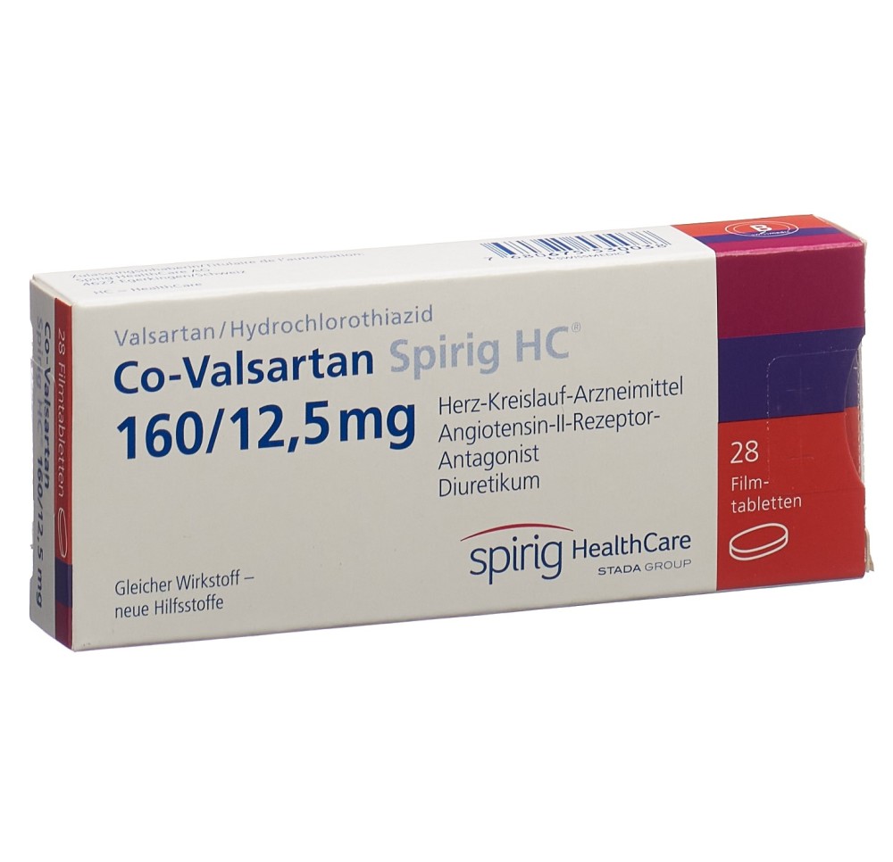 CO-VALSARTAN Spirig HC cpr pell 160/12.5 mg 28 pce CO-VALSARTAN Spirig HC cpr pell 160/12.5 mg 28 pce