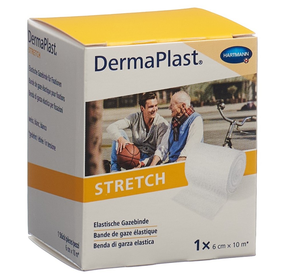 DERMAPLAST Stretch bande gaze 6cmx10m blanc