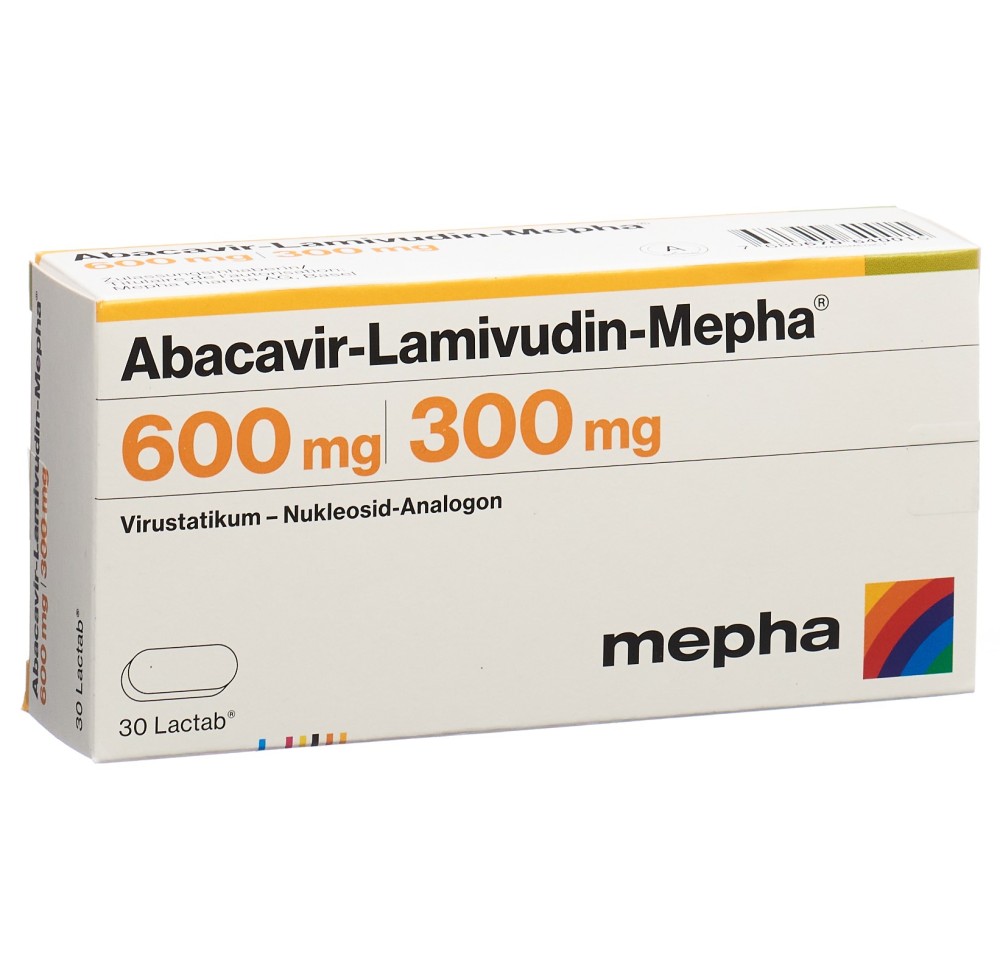 ABACAVIR LAMIVUDIN Mepha Lactab 600/300mg 30 pce ABACAVIR LAMIVUDIN Mepha Lactab 600/300mg 30 pce