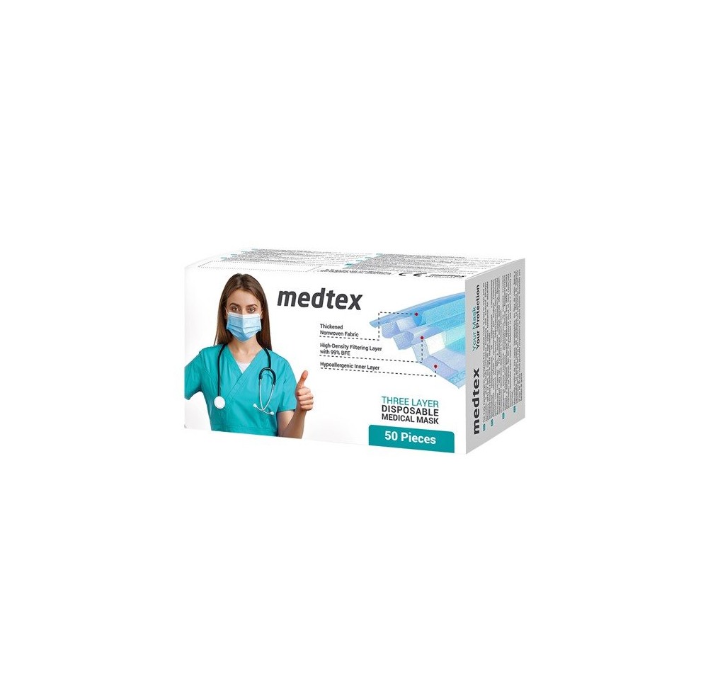 MEDTEX médical masque jeta type IIR EN14683 50 pce
