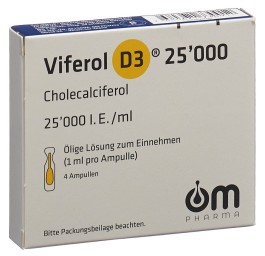 VIFEROL D3 sol buv 25000 UI/ml amp 4 pce