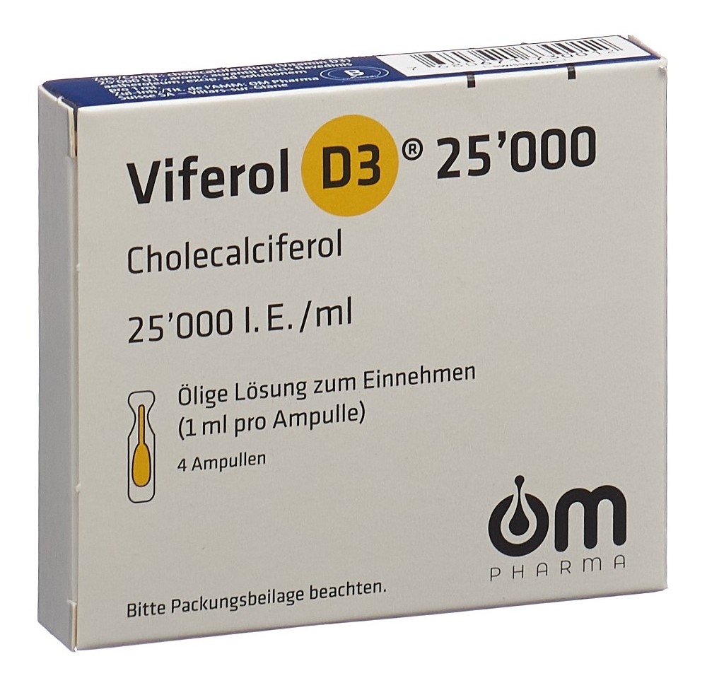 VIFEROL D3 sol buv 25000 UI/ml amp 4 pce