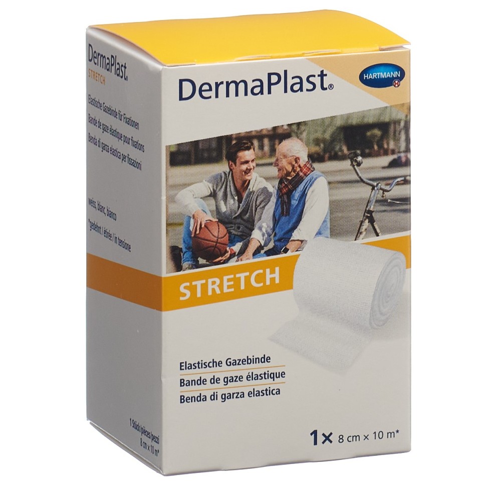 DERMAPLAST Stretch bande gaze élast 8cmx10m blanc