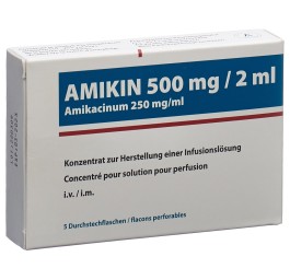 AMIKIN conc perf 500 mg/2ml 5 flac 2 ml