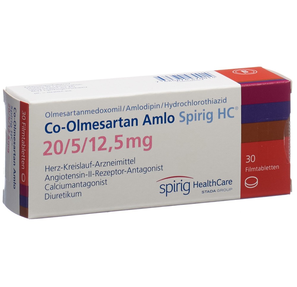 CO-OLMESARTAN AMLO Spirig HC 20/5/12.5mg 30 pce CO-OLMESARTAN AMLO Spirig HC 20/5/12.5mg 30 pce