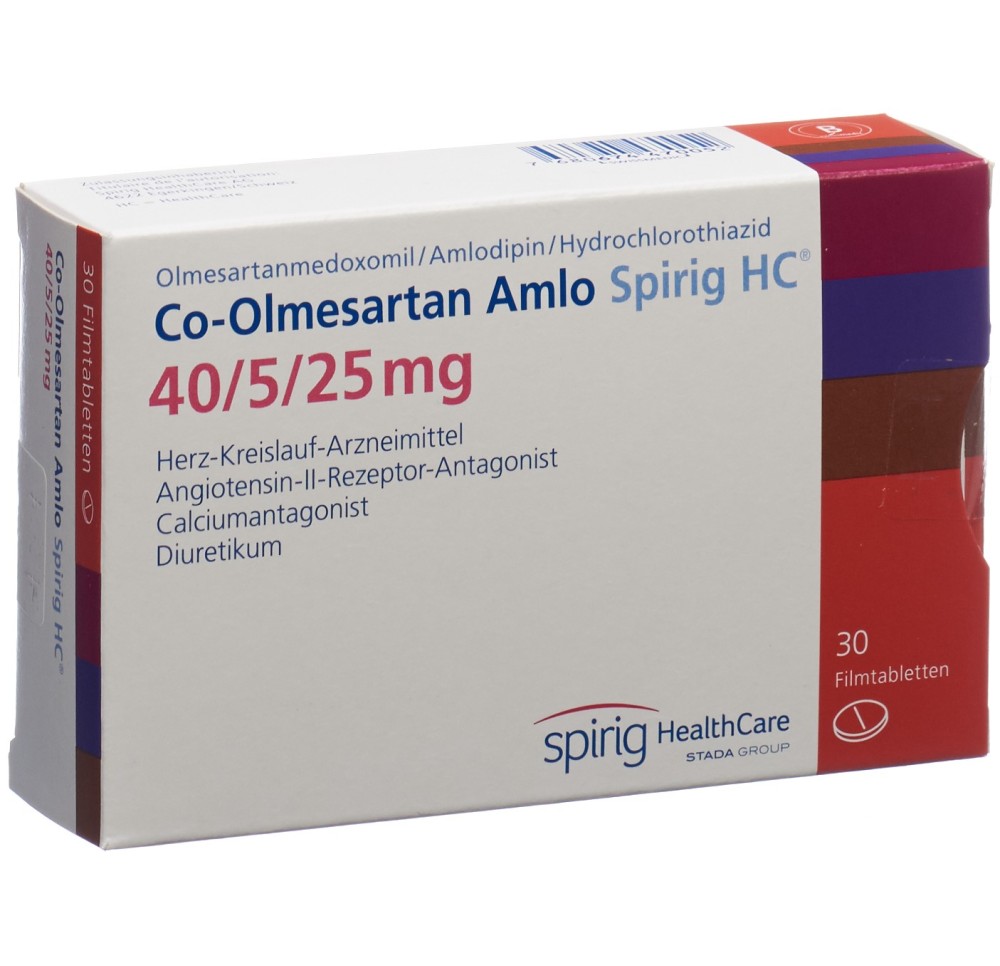 CO-OLMESARTAN AMLO Spirig HC 40/5/25mg 30 pce CO-OLMESARTAN AMLO Spirig HC 40/5/25mg 30 pce