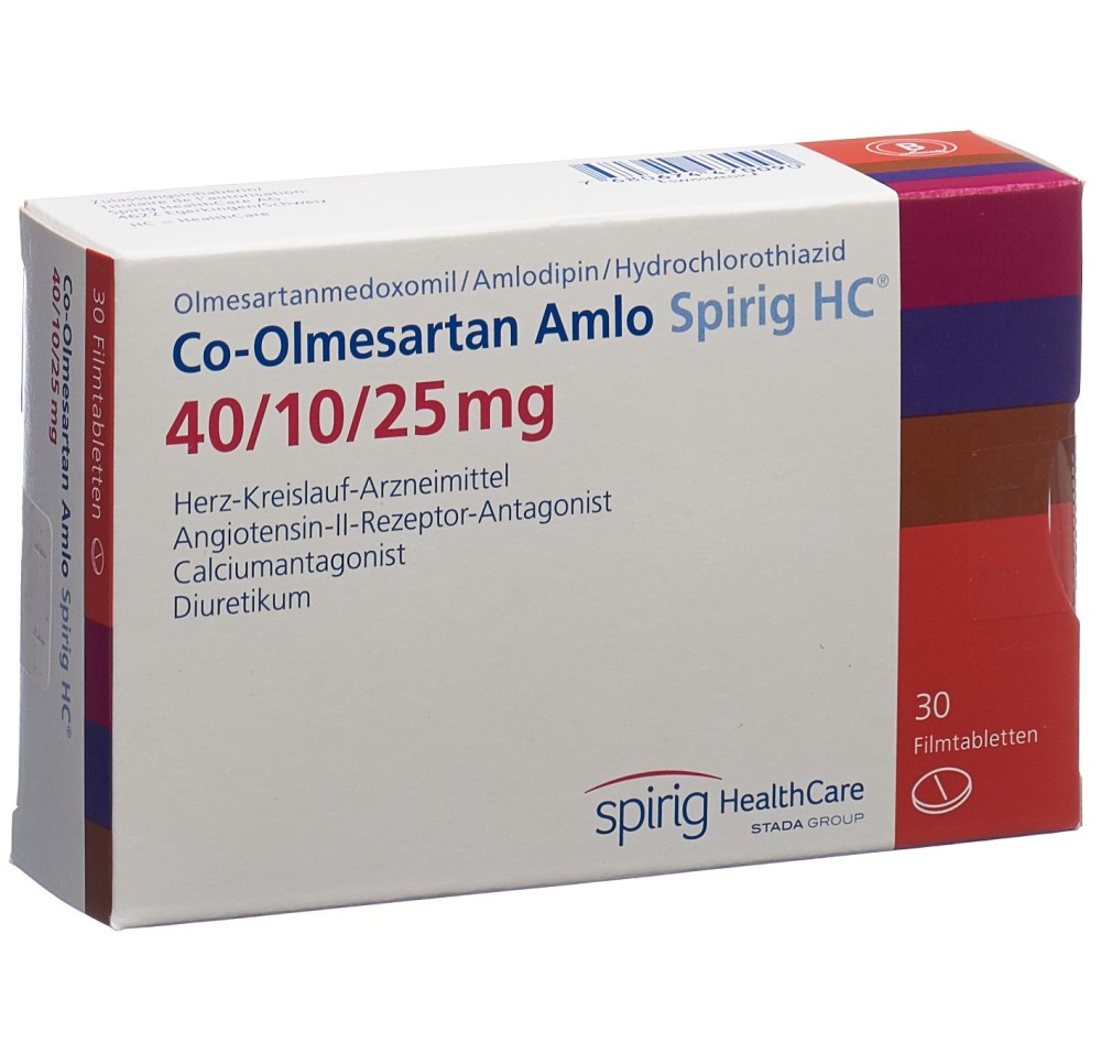 CO-OLMESARTAN AMLO Spirig HC 40/10/25mg 30 pce CO-OLMESARTAN AMLO Spirig HC 40/10/25mg 30 pce