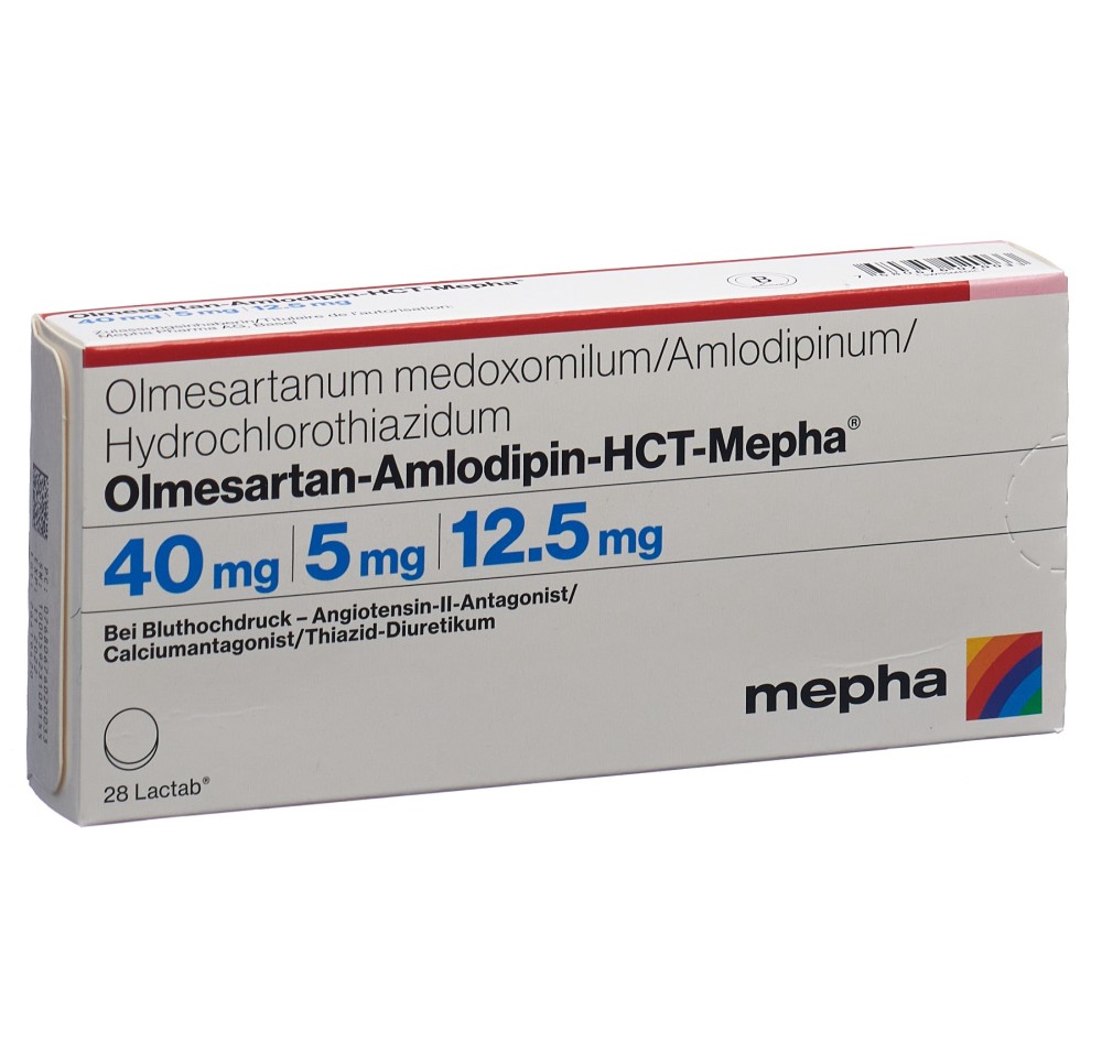 OLMESARTAN AMLO HCT Mepha Lactab 40/5/12.5 28 pce OLMESARTAN AMLO HCT Mepha Lactab 40/5/12.5 28 pce