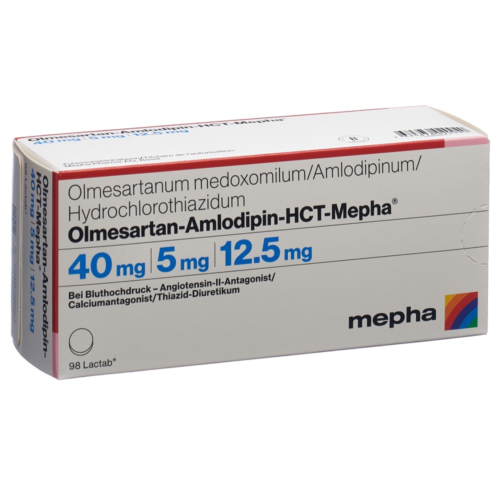 OLMESARTAN AMLO HCT Mepha Lactab 40/5/12.5 98 pce OLMESARTAN AMLO HCT Mepha Lactab 40/5/12.5 98 pce