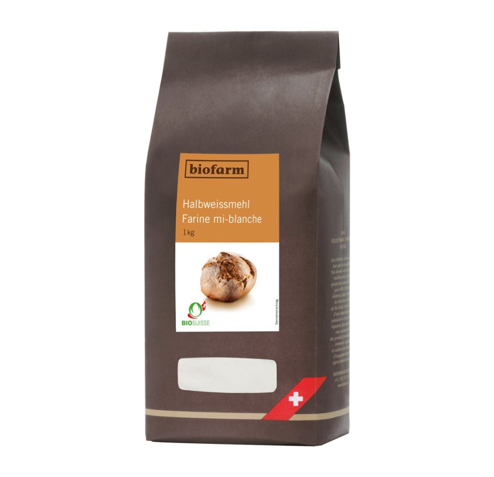 BIOFARM farine mi-blanche bourgeon sach 1 kg