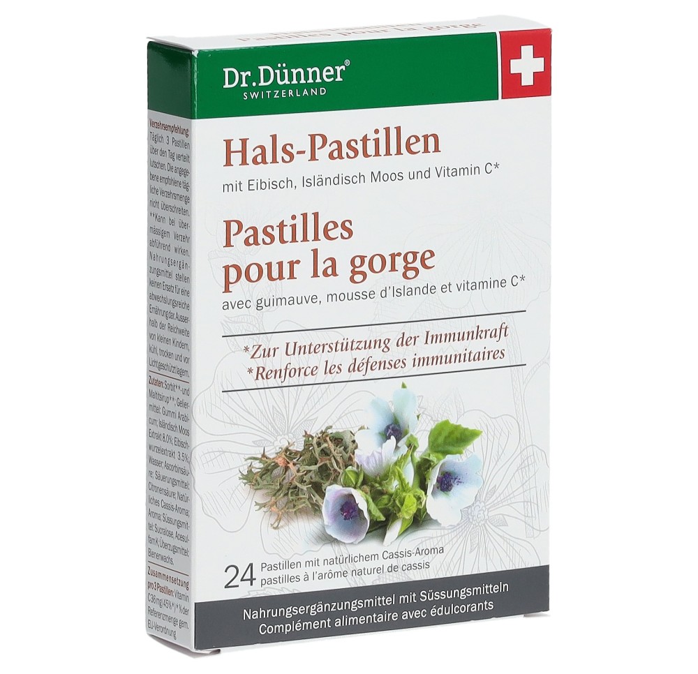 DÜNNER pastilles pour la gorge av guimauve 24 pce DÜNNER pastilles pour la gorge av guimauve 24 pce