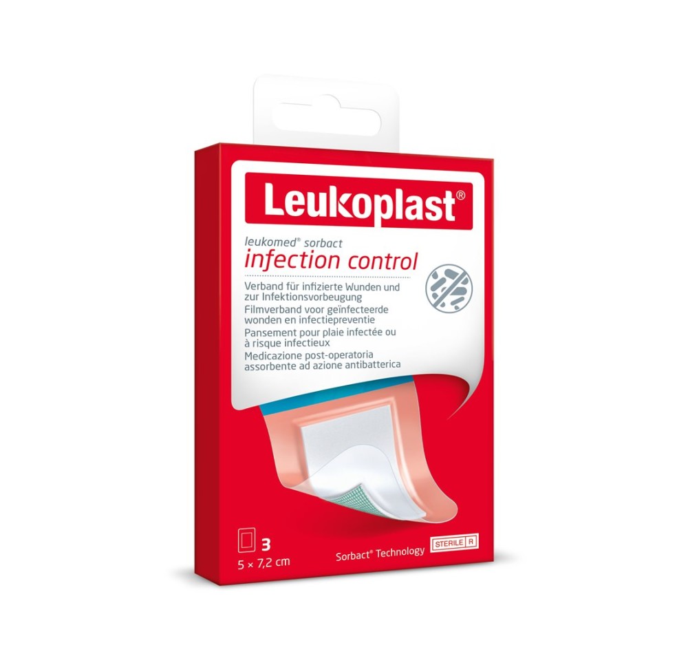 LEUKOPLAST Leukomed Sorbact 7.2x5cm 3 pce LEUKOPLAST Leukomed Sorbact 7.2x5cm 3 pce