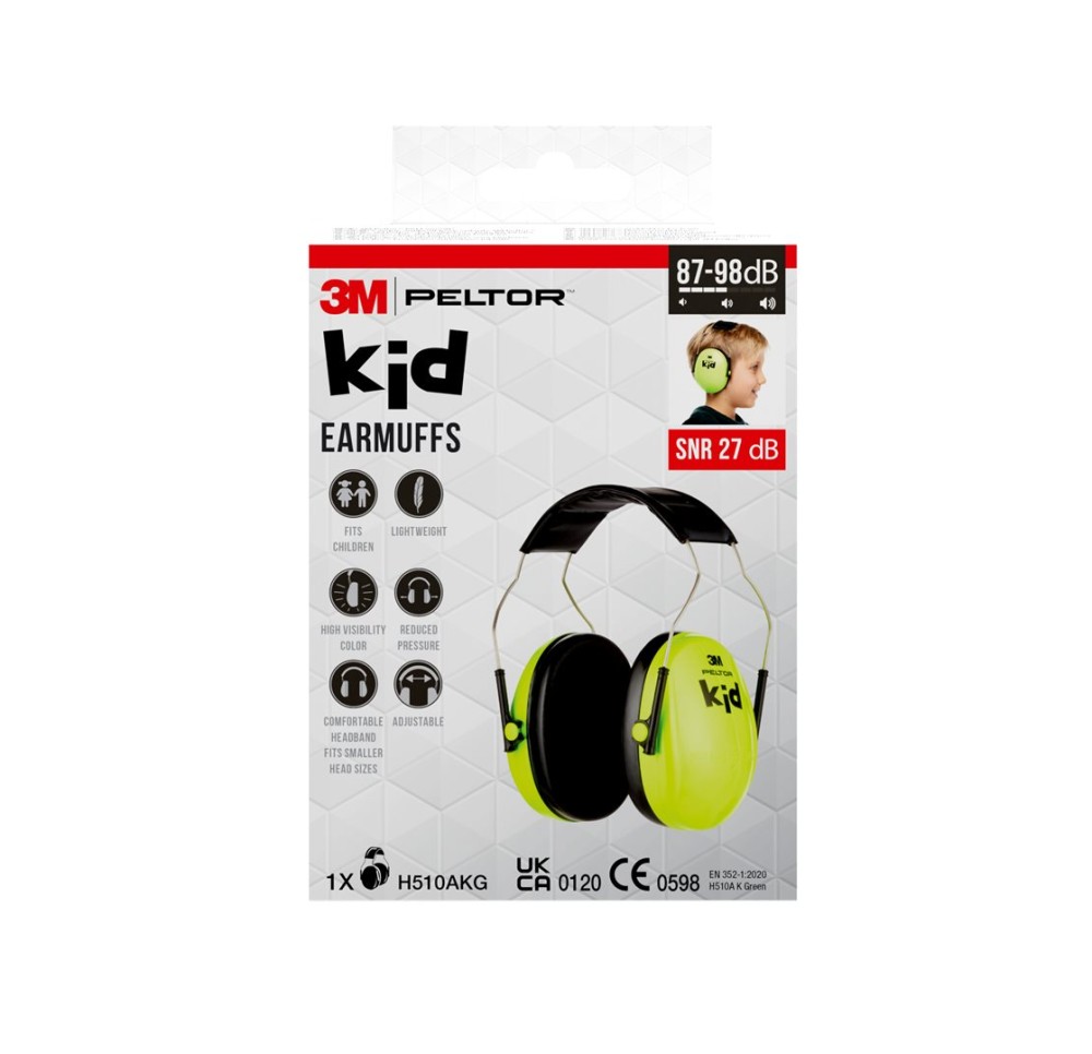 3M Peltor casque antibruit enfants vert néon