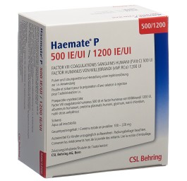 HAEMATE P subst sèche 500/1200 UI c solv+set vial