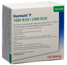 HAEMATE P subst sèche 1000/2400 UI c solv+set vial