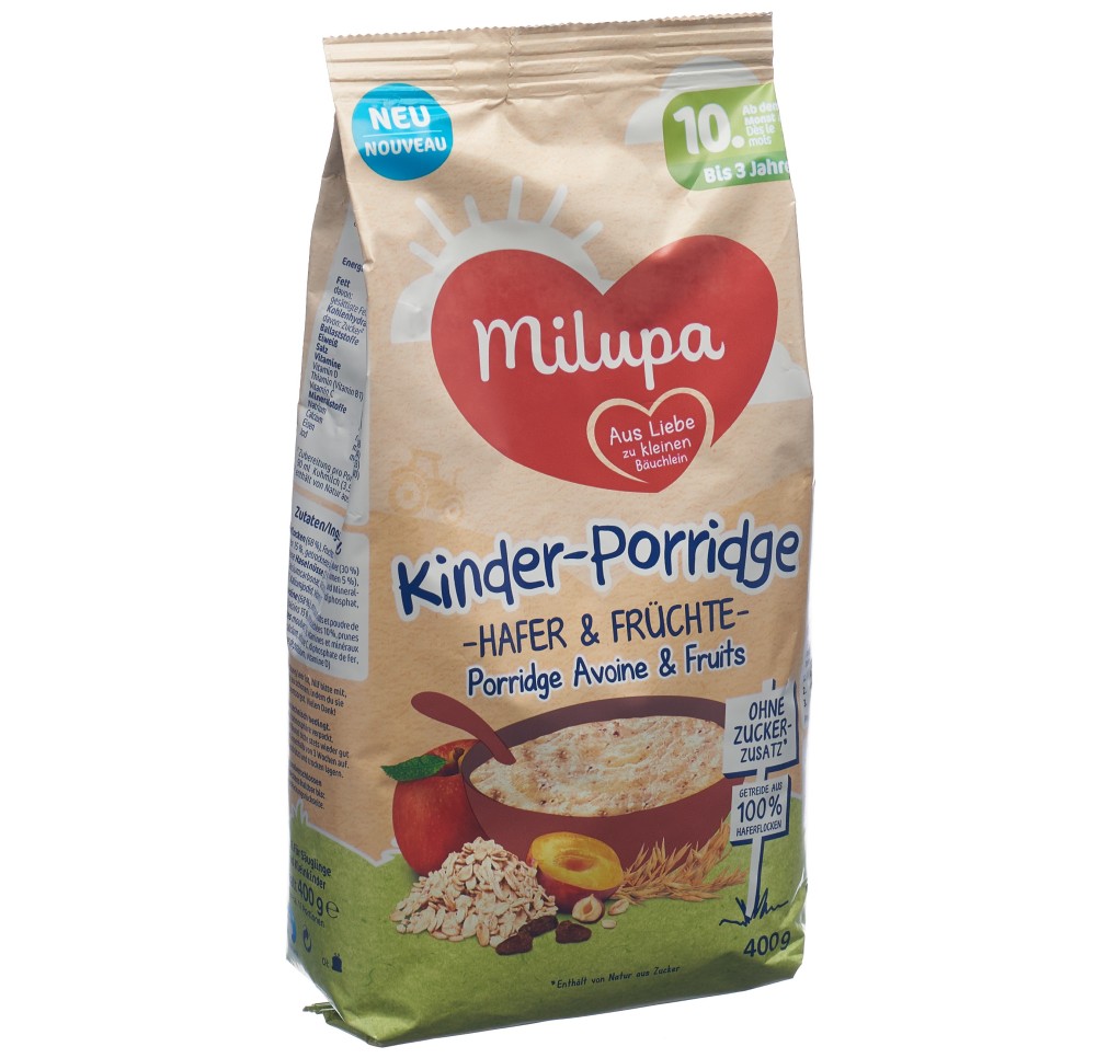 MILUPA Porridge avec avoine et fruits 10M 400 g MILUPA Porridge avec avoine et fruits 10M 400 g
