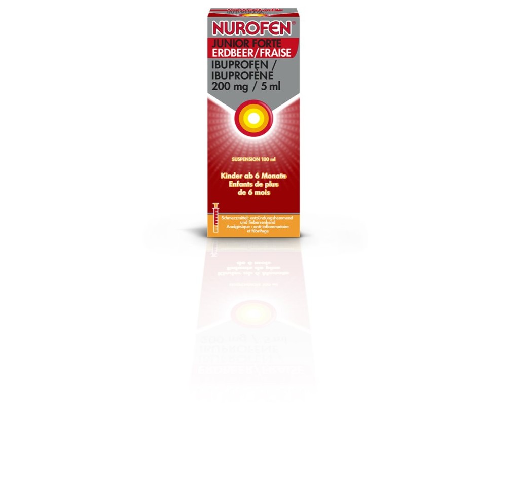 NUROFEN Junior forte susp 200 mg/5ml fraise 100 ml NUROFEN Junior forte susp 200 mg/5ml fraise 100 ml