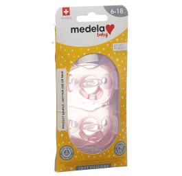 MEDELA Baby Sucette Soft Silicone 6-18 rose 2 pce