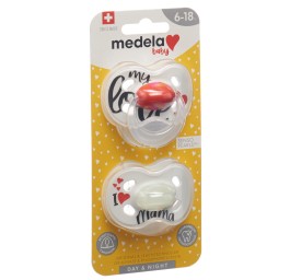 MEDELA Baby Sucette Day&Night 6-18 Sig Love 2 pce