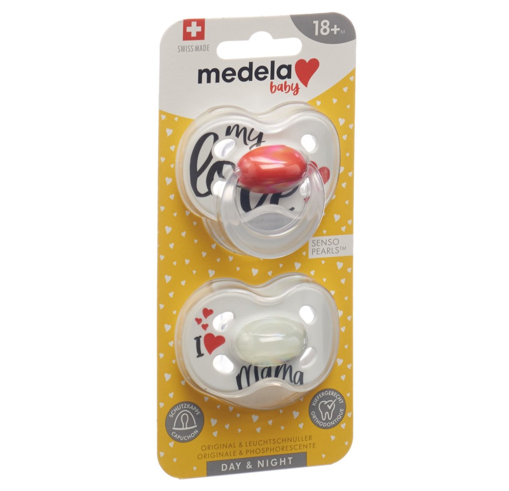 MEDELA Baby Sucette Day&Night 18+ Sig Love 2 pce MEDELA Baby Sucette Day&Night 18+ Sig Love 2 pce