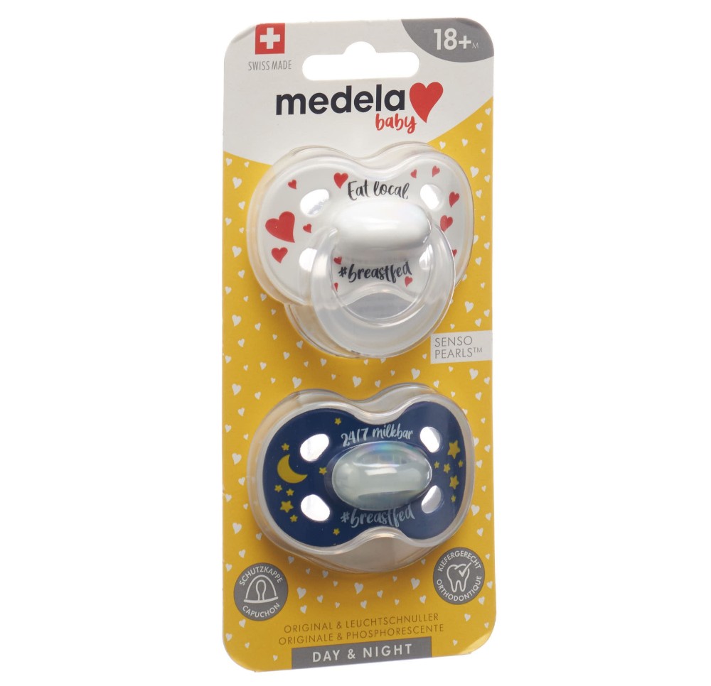 MEDELA Baby Sucette Day&Night 18+ breastfed 2 pce MEDELA Baby Sucette Day&Night 18+ breastfed 2 pce