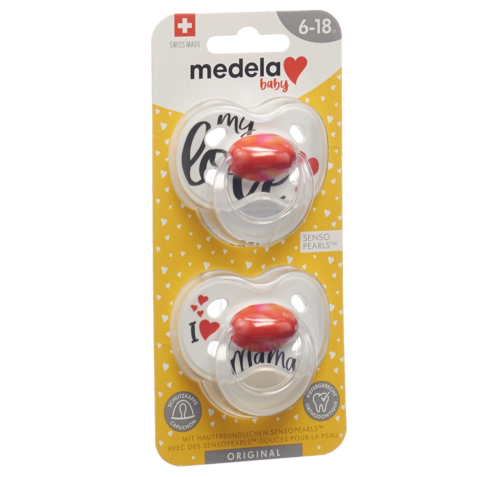 MEDELA Baby Sucette Original 6-18 Sig Love 2 pce