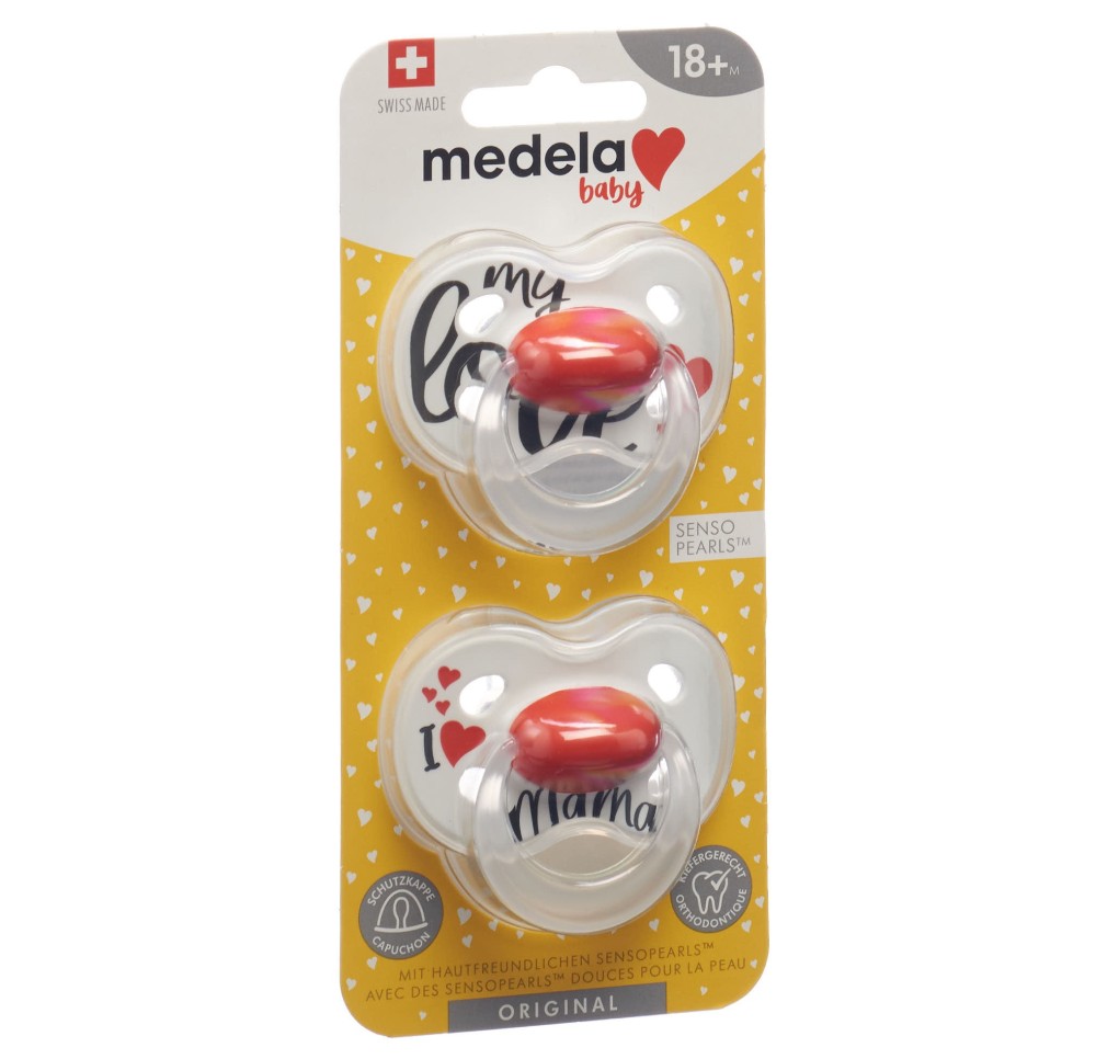 MEDELA Baby Sucette Original 18+ Sig Love 2 pce MEDELA Baby Sucette Original 18+ Sig Love 2 pce