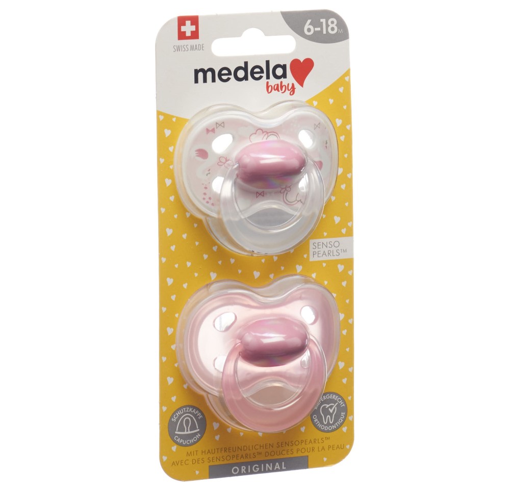MEDELA Baby Sucette Original 6-18 rose 2 pce MEDELA Baby Sucette Original 6-18 rose 2 pce