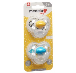 MEDELA Baby Sucette Original 0-6 jaune bleu 2 pce