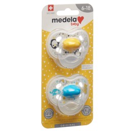 MEDELA Baby Sucette Original 6-18 jaune bleu 2 pce