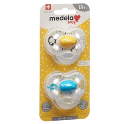 MEDELA Baby Sucette Original 18+ jaune bleu 2 pce