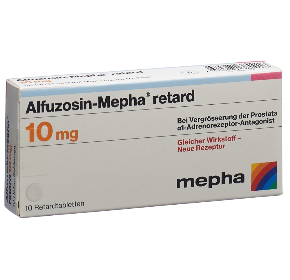 ALFUZOSIN Mepha retard cpr ret 10 mg 10 pce ALFUZOSIN Mepha retard cpr ret 10 mg 10 pce