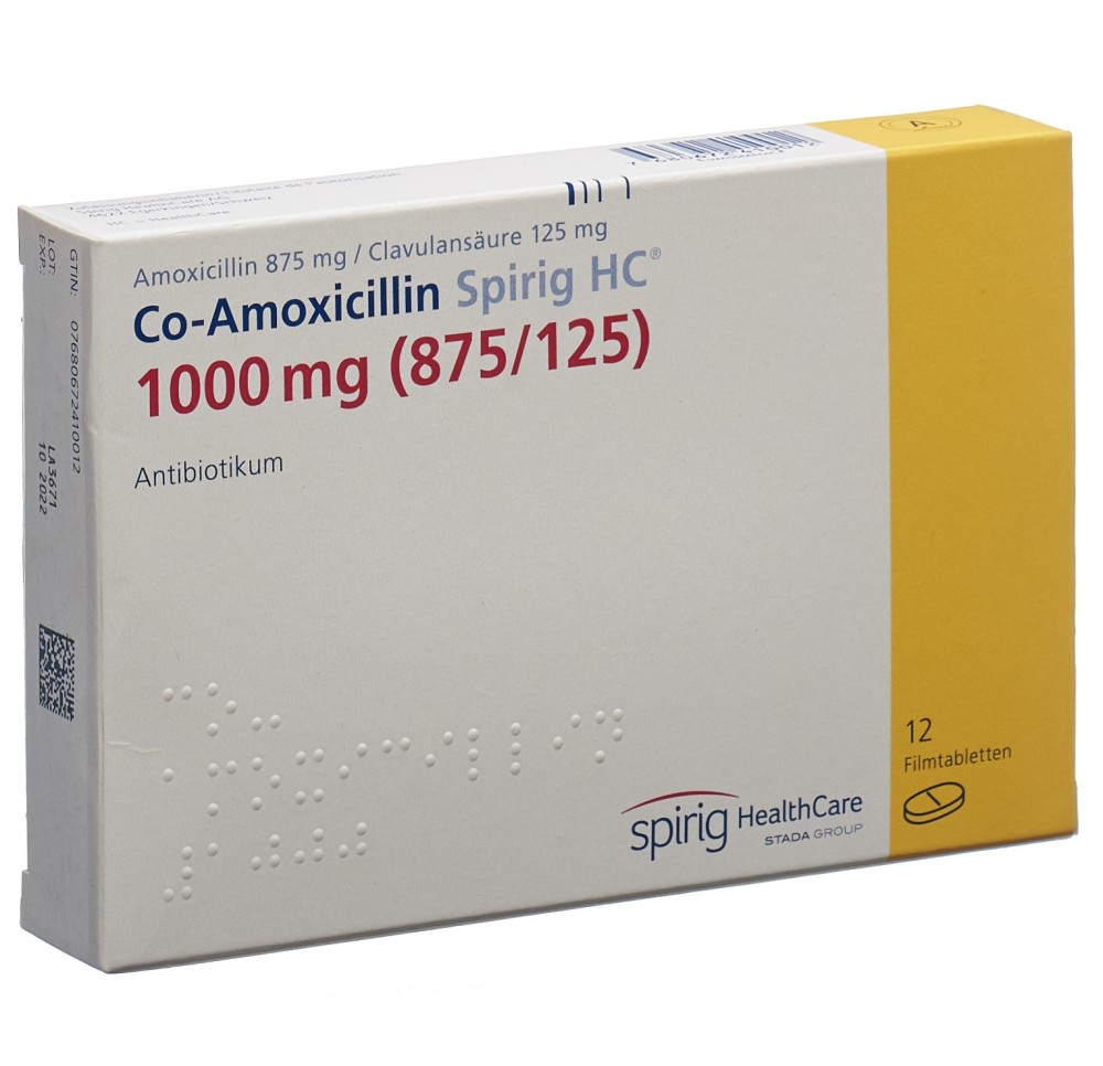 CO-AMOXICILLINE Spirig HC cpr pell 1000 mg 12 pce