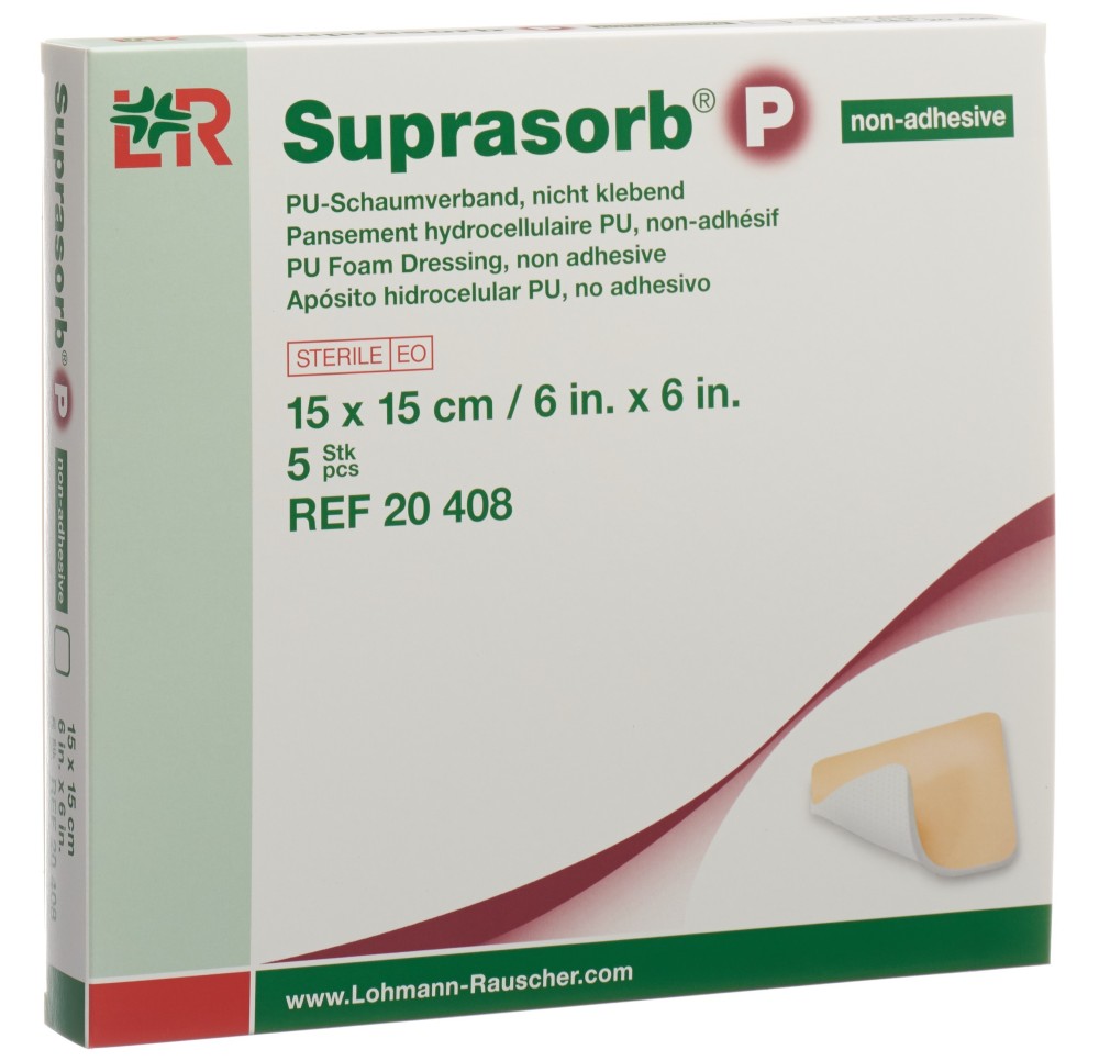SUPRASORB P pansement mousse 15x15cm n ad 5 pce