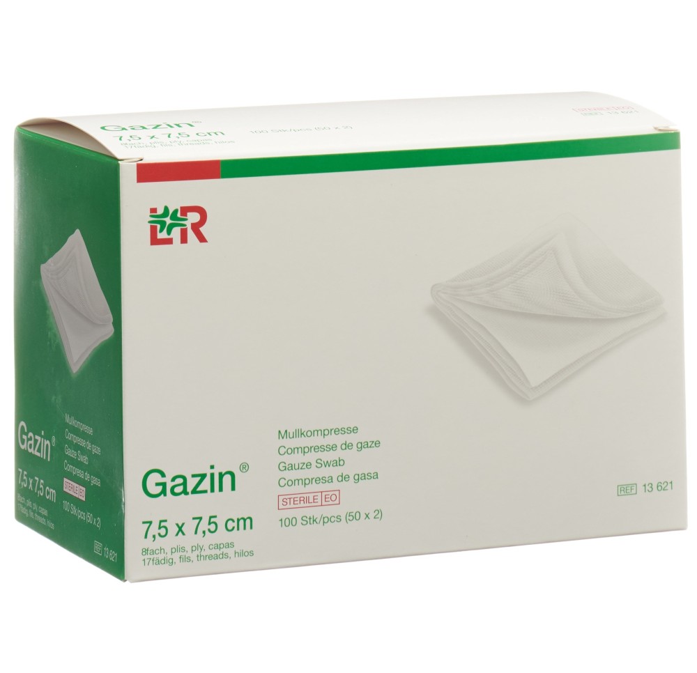 GAZIN compresses gaze 7.5x7.5cm 8p st 50 x 2 pce GAZIN compresses gaze 7.5x7.5cm 8p st 50 x 2 pce