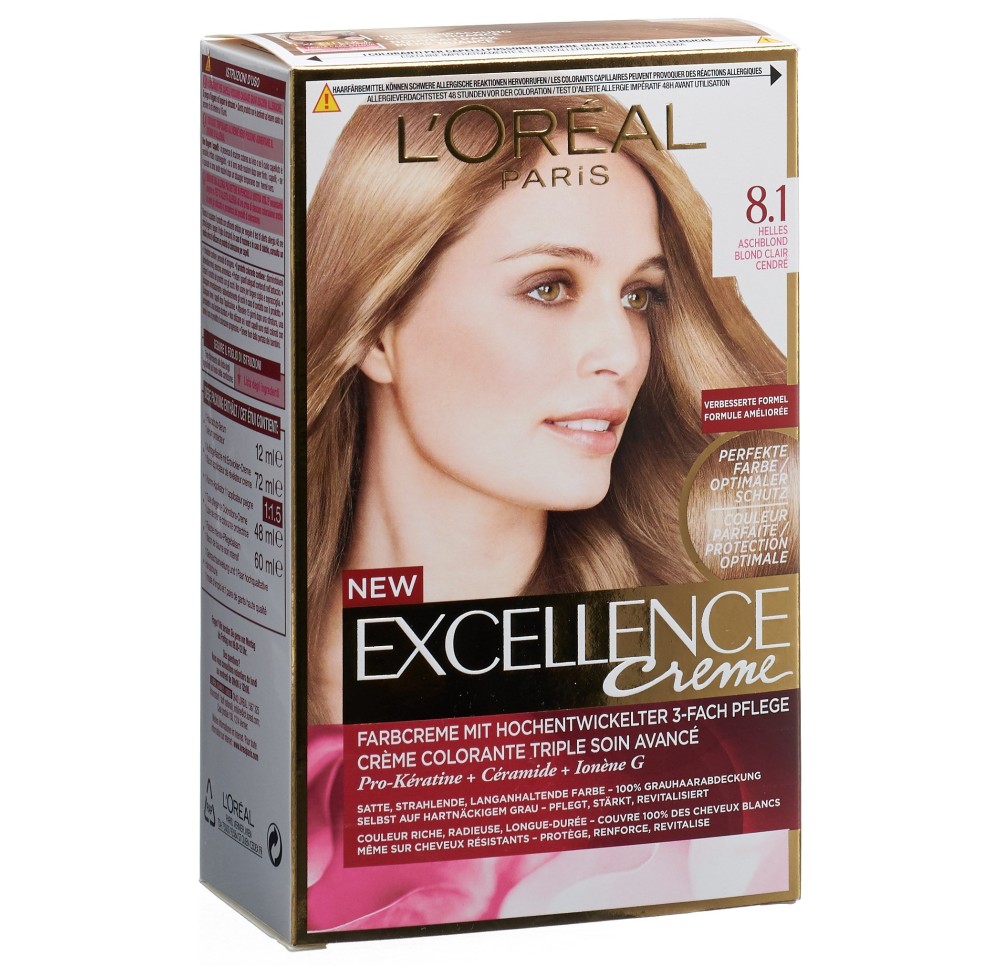 EXCELLENCE crème triple prot 8.1 blond clair cend EXCELLENCE crème triple prot 8.1 blond clair cend