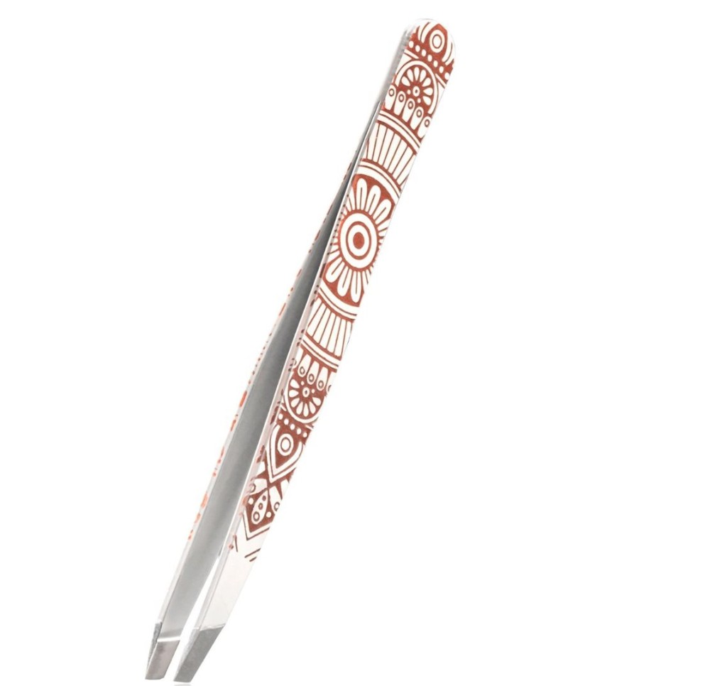 RUBIS pincette biseautée mandala soleil or rosé