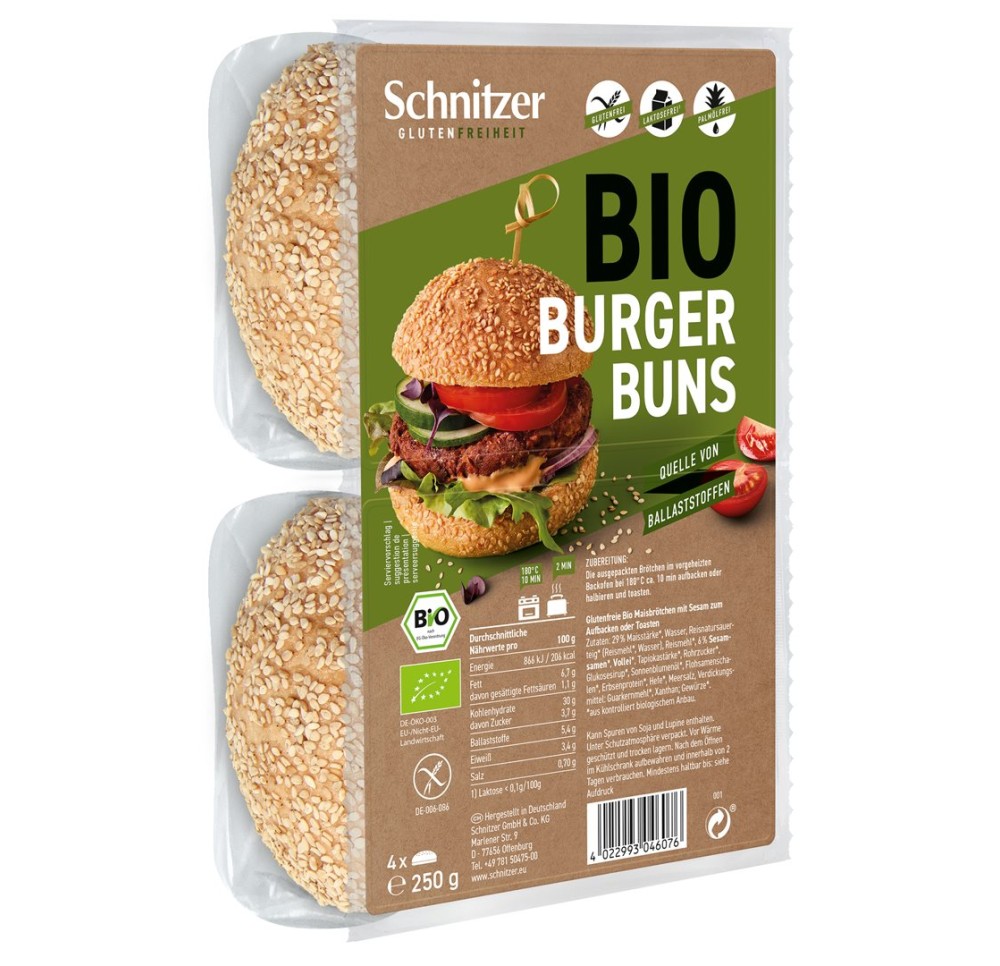 SCHNITZER Bio hamburger buns 5 x 250 g SCHNITZER Bio hamburger buns 5 x 250 g