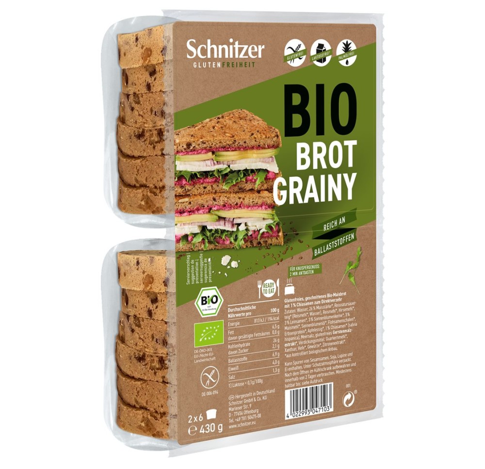 SCHNITZER Bio bread'n toast grainy 4 sach 430 g SCHNITZER Bio bread'n toast grainy 4 sach 430 g