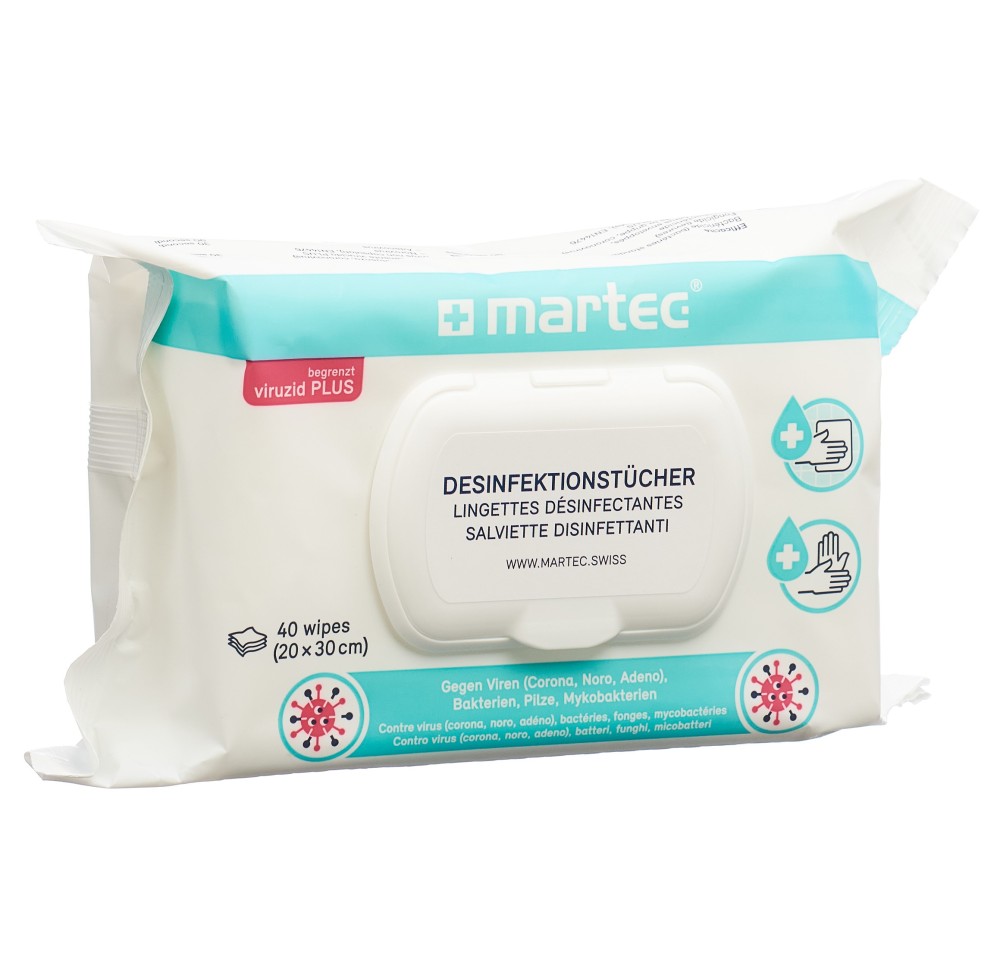 MARTEC Lingettes désinfectantes sach 40 pce MARTEC Lingettes désinfectantes sach 40 pce