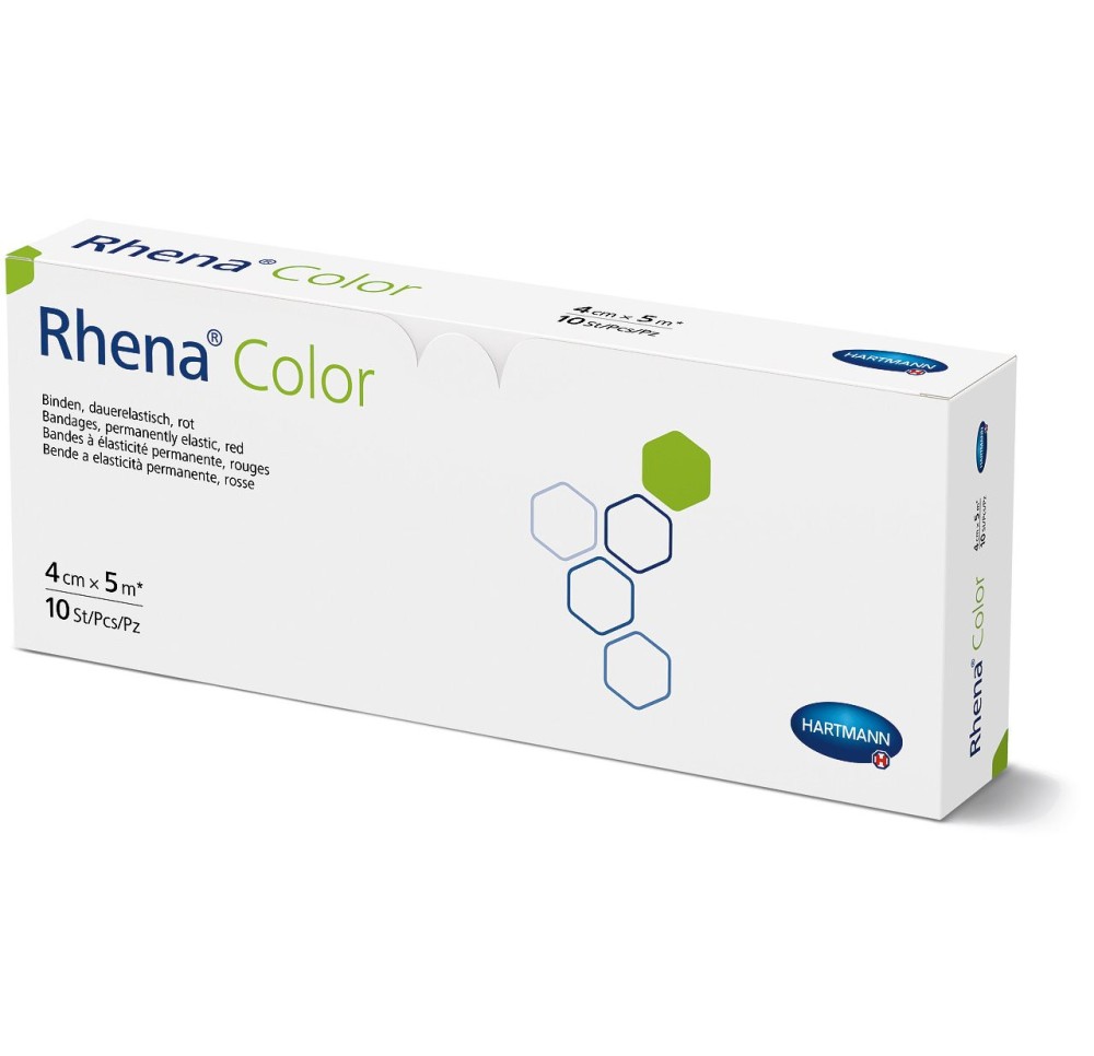 RHENA Color bandes élast 4cmx5m rouge ouv 10 pce