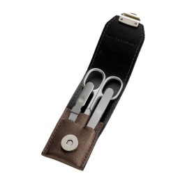 HERBA set manucure 3 pce inox en étui brun