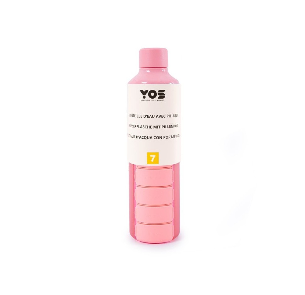 YOS Bottle semainier 375ml avec 7cases rose